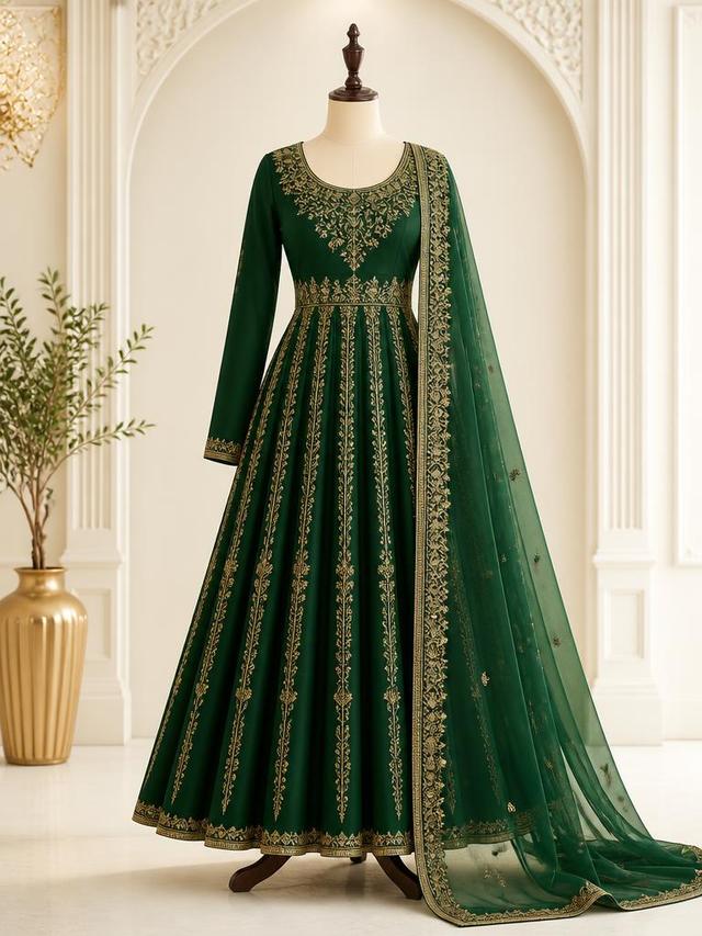 Emerald Silk Anarkali Suit